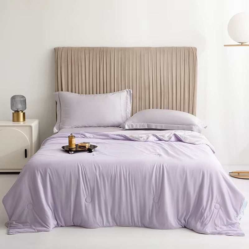 Ice Silk Cooling Blanket – Lightweight Summer Comforter in Pure Color for Twin/King Beds