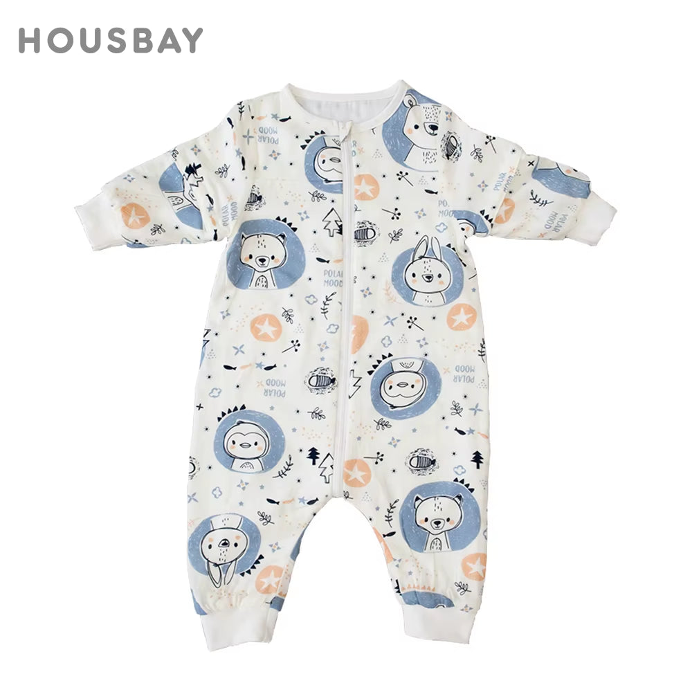 Convertible Baby Sleepsack – Cute Penguin Print, Removable Sleeves & Easy Diaper Access (0–4Y)