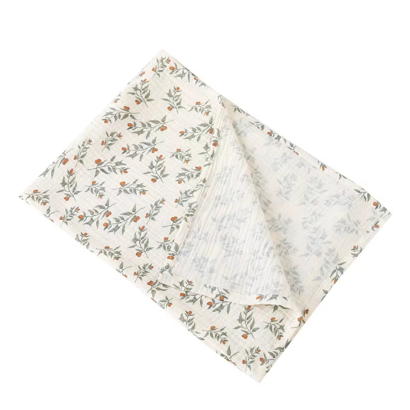Baby Swaddle Blanket – 100% Cotton Muslin with Floral Print for Newborns & Infant Care