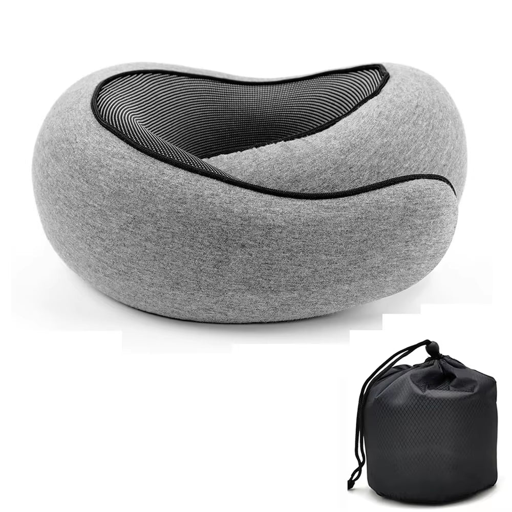 Snail-Style Memory Foam Travel Pillow – U-Shaped Neck Support for Airplane, Car & Office Naps