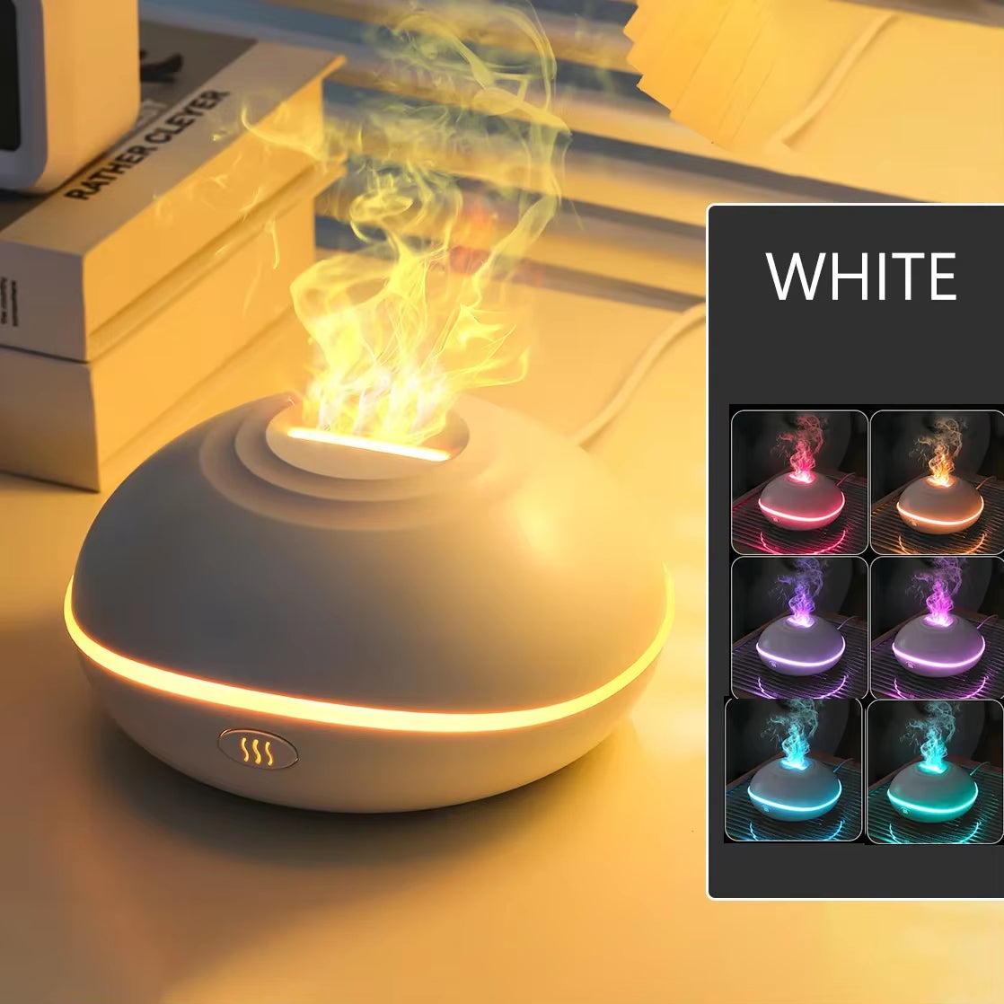 7-Color Flame Aroma Diffuser – Ultrasonic Wood Grain Humidifier & Mist Maker for Essential Oils