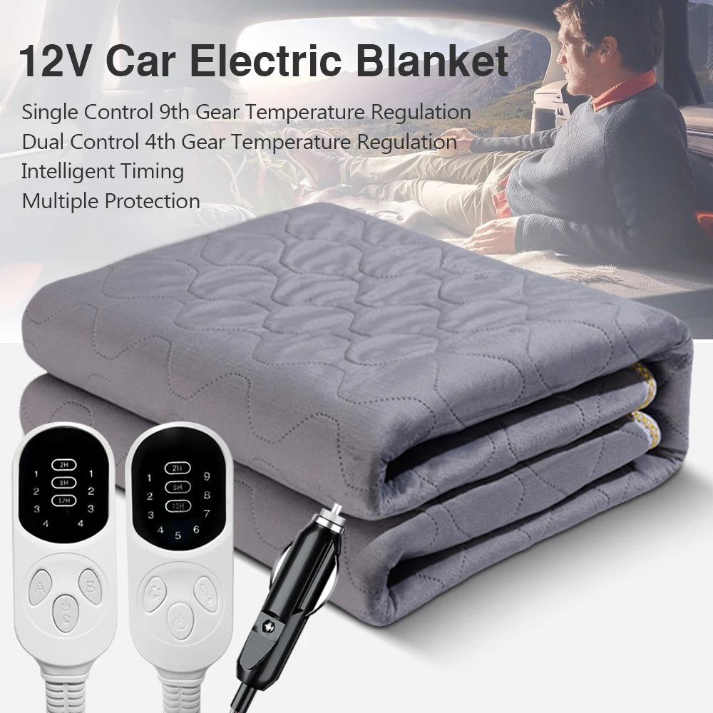 12V Heated Car Blanket – 9-Level Electric Travel Pad for Camping & Outdoor Use (Multiple Sizes)