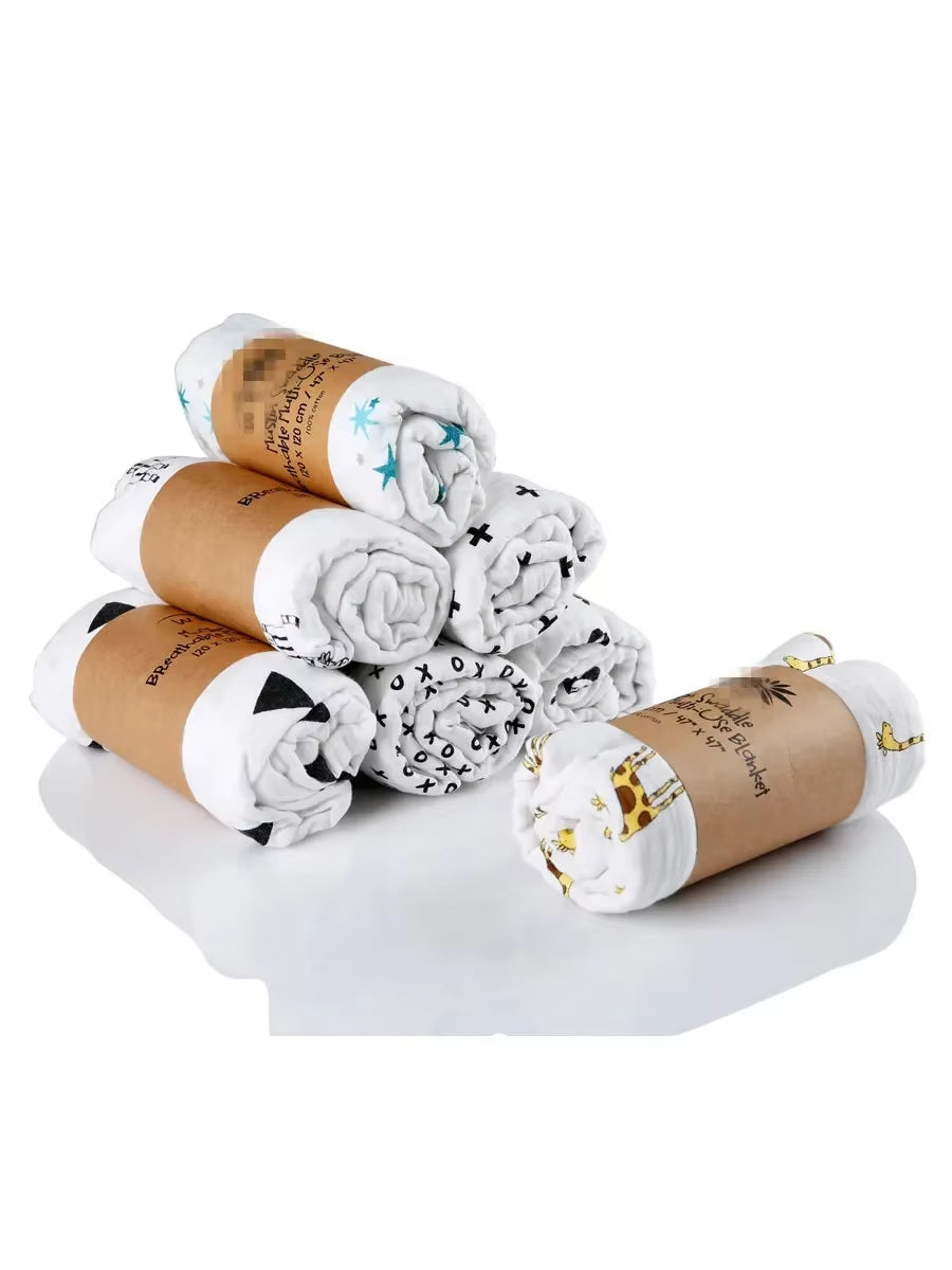 100% Cotton Muslin Baby Swaddle – Soft Newborn Blanket for Bath, Stroller & Sleep