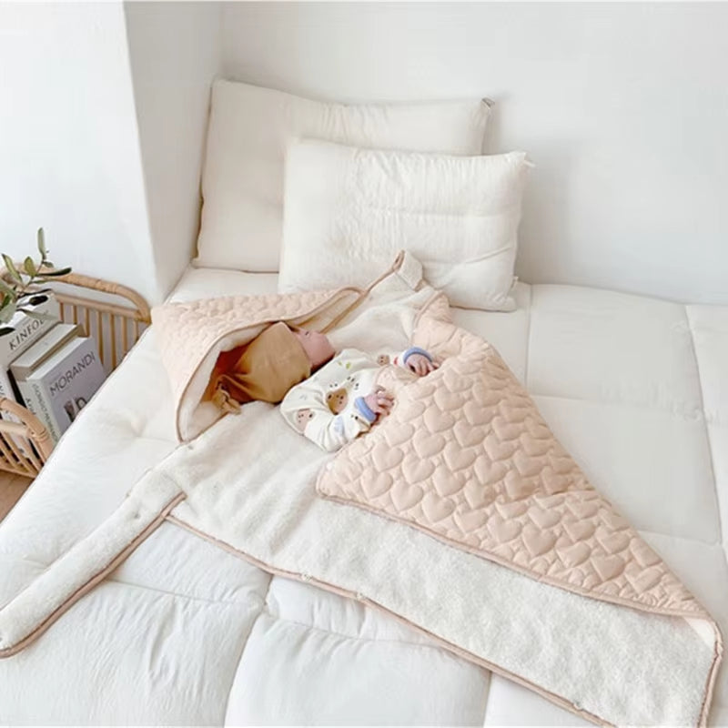 Winter Infant Swaddle Quilt – Soft Fleece Sleeping Cover for Newborns, Crib & Stroller
