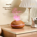 7-Color Flame Aroma Diffuser – Ultrasonic Wood Grain Humidifier & Mist Maker for Essential Oils