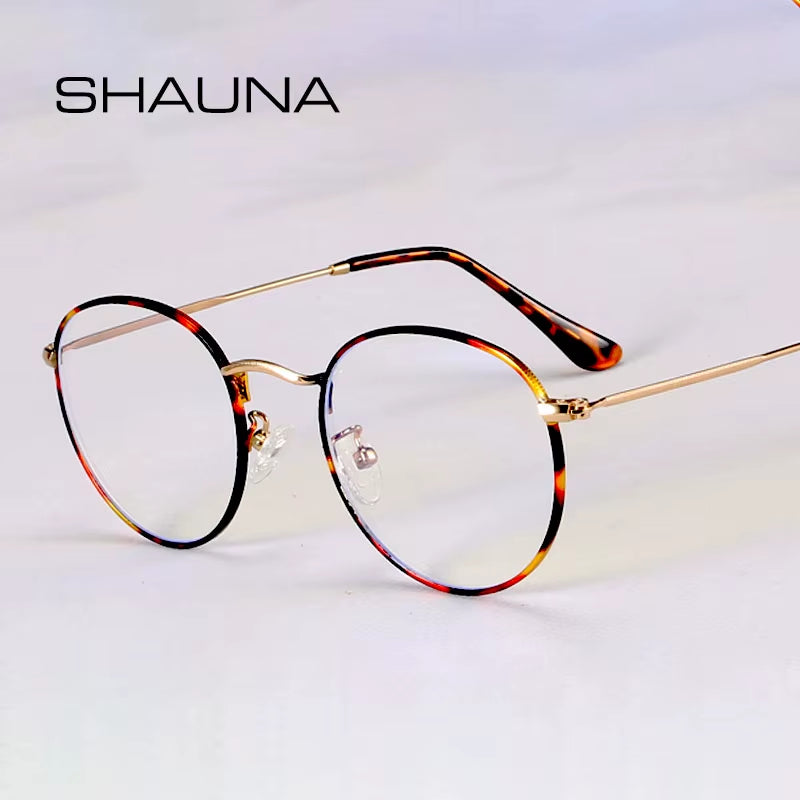 SHAUNA Classic Round Blue Light Blocking Glasses – Designer Metal Frame | Stylish Computer Eyewear