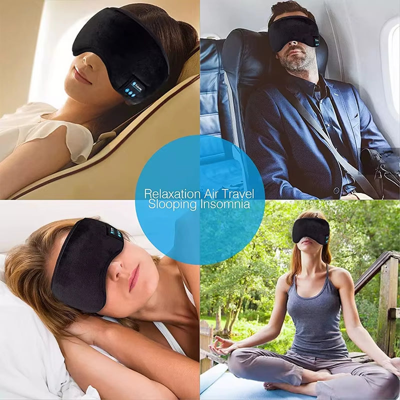 Bluetooth Wireless Headphones Sleeping Eye Mask Earphones Smart Music Sleep Headband Soft Elastic Eye Cover Headset Yoga Travel