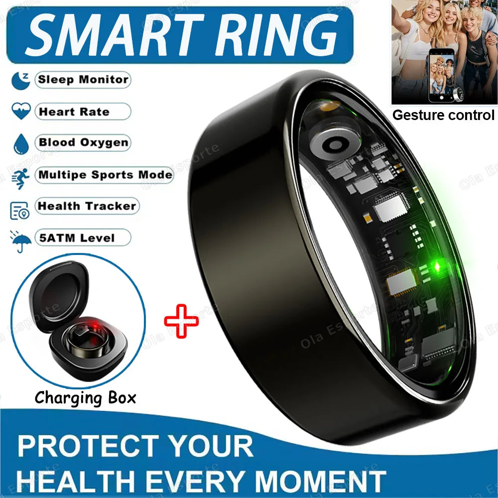 Smart Ring – Hartslag, Bloeddruk & Slaapmonitor, Bewegingssensor - IP68, Waterdicht
