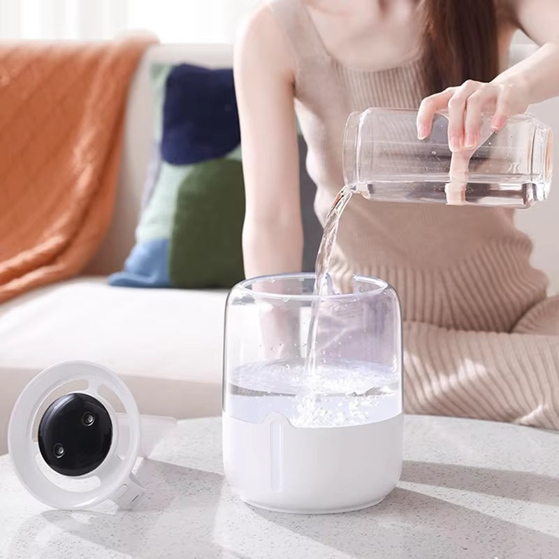 Large-Capacity Ultrasonic Humidifier – Dual Mist Aroma Diffuser with LED Light & Antibacterial Tank (6.8L)