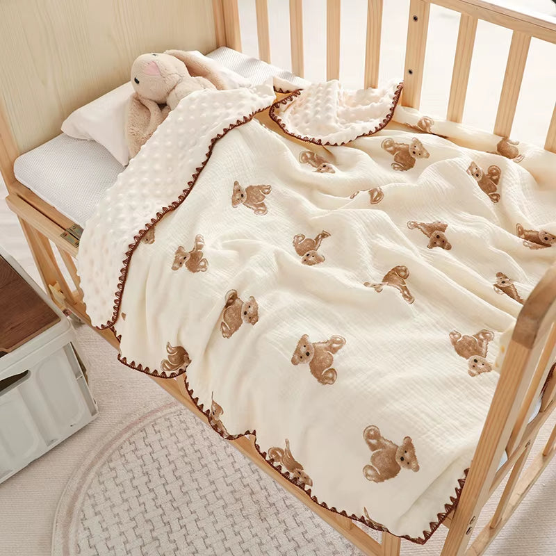 Baby Muslin Swaddle Blanket – Double-Layer Soft Cotton for Crib & Stroller