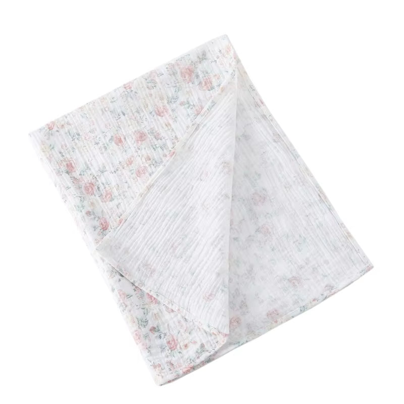 Baby Swaddle Blanket – 100% Cotton Muslin with Floral Print for Newborns & Infant Care