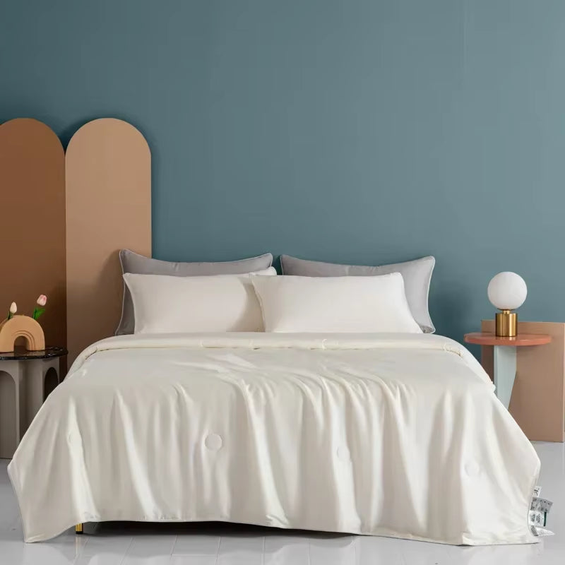 Ice Silk Cooling Blanket – Lightweight Summer Comforter in Pure Color for Twin/King Beds