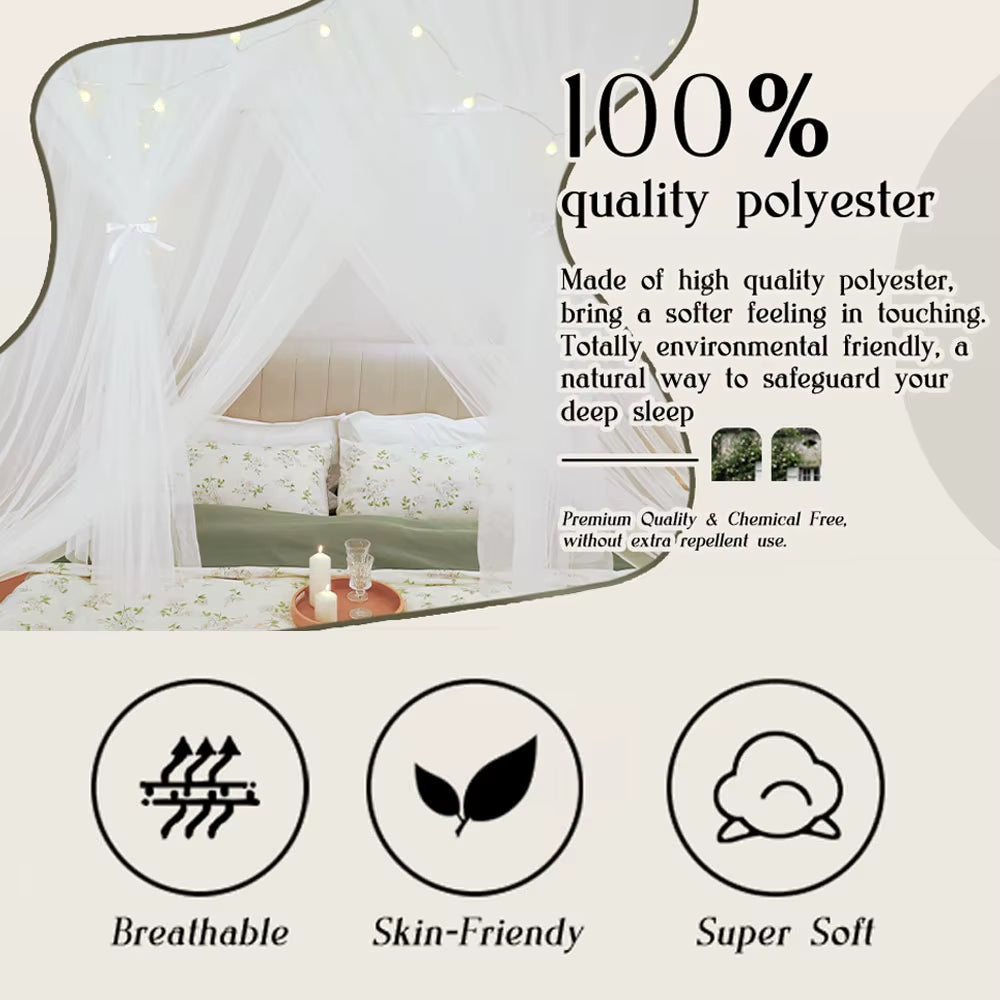 Luxury Canopy Curtain – Netting Screen for Girls’ Bedroom, Fits Twin to King Size Beds