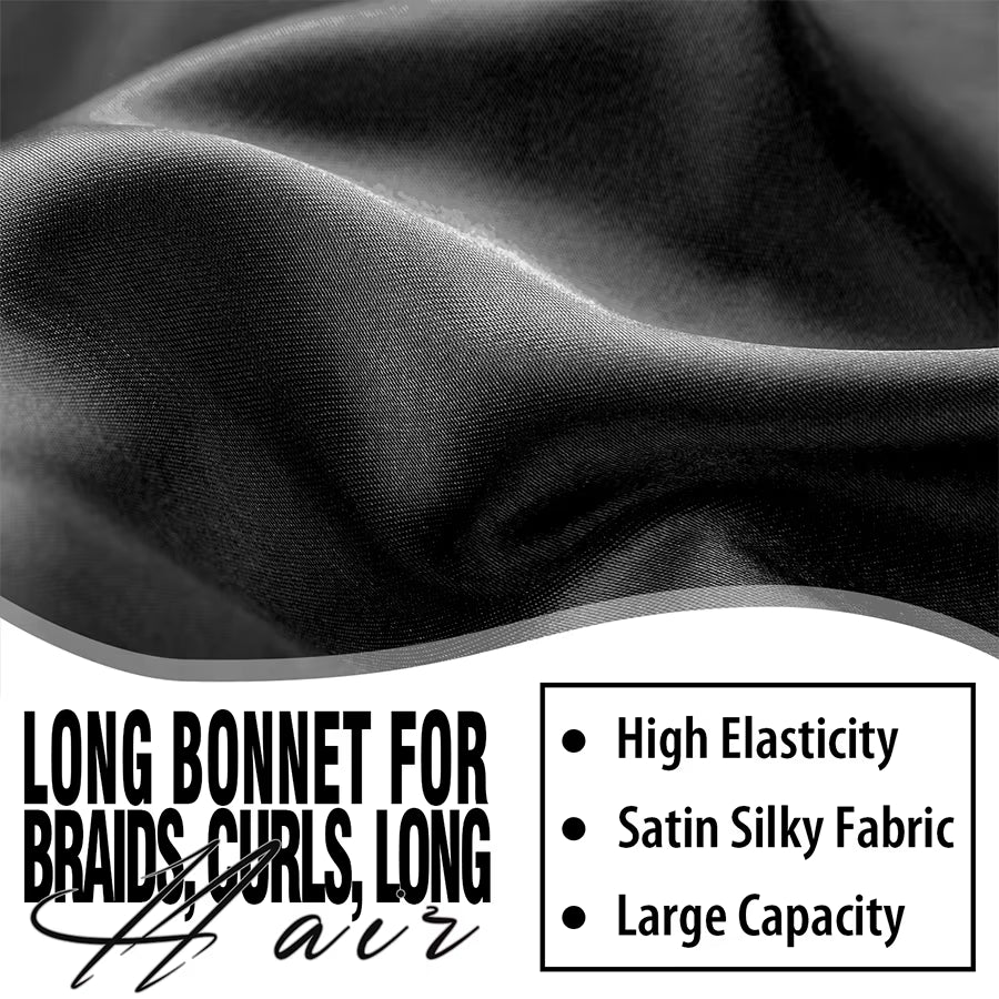 2-Pack Silky Satin Sleep Bonnets – XL Night Caps for Long Hair, Braids & Dreadlocks